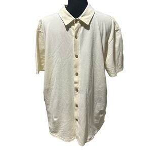 Weatherproof Vintage Men’s Yellow Cotton Short-Sleeve Shirt – XL